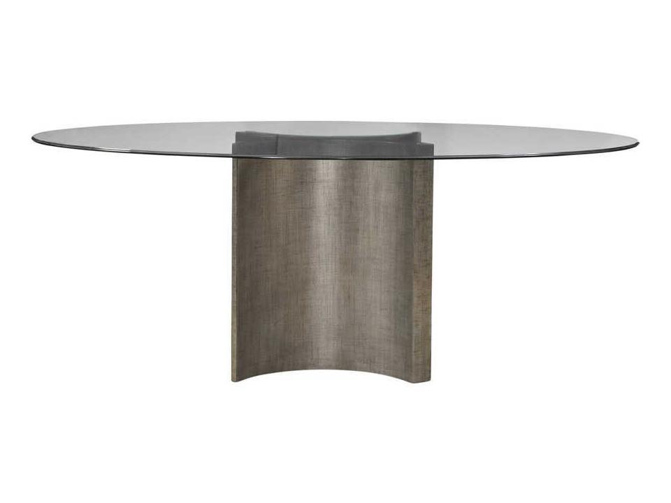 Symmetry Oval Glass Silver Dining Table