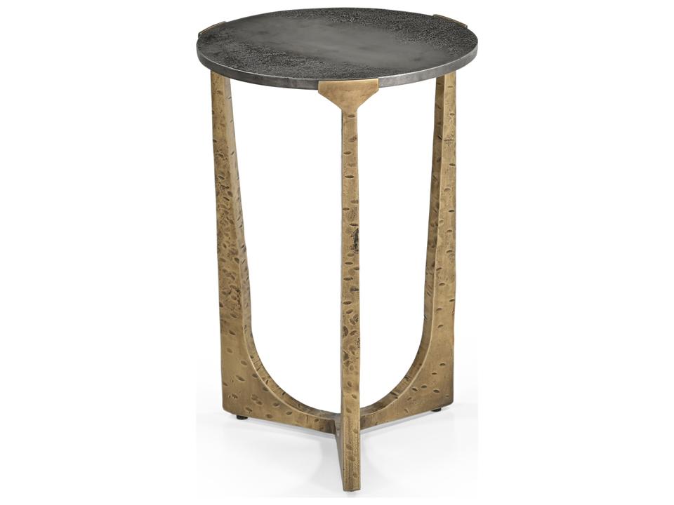 Round Metal Brass End Table