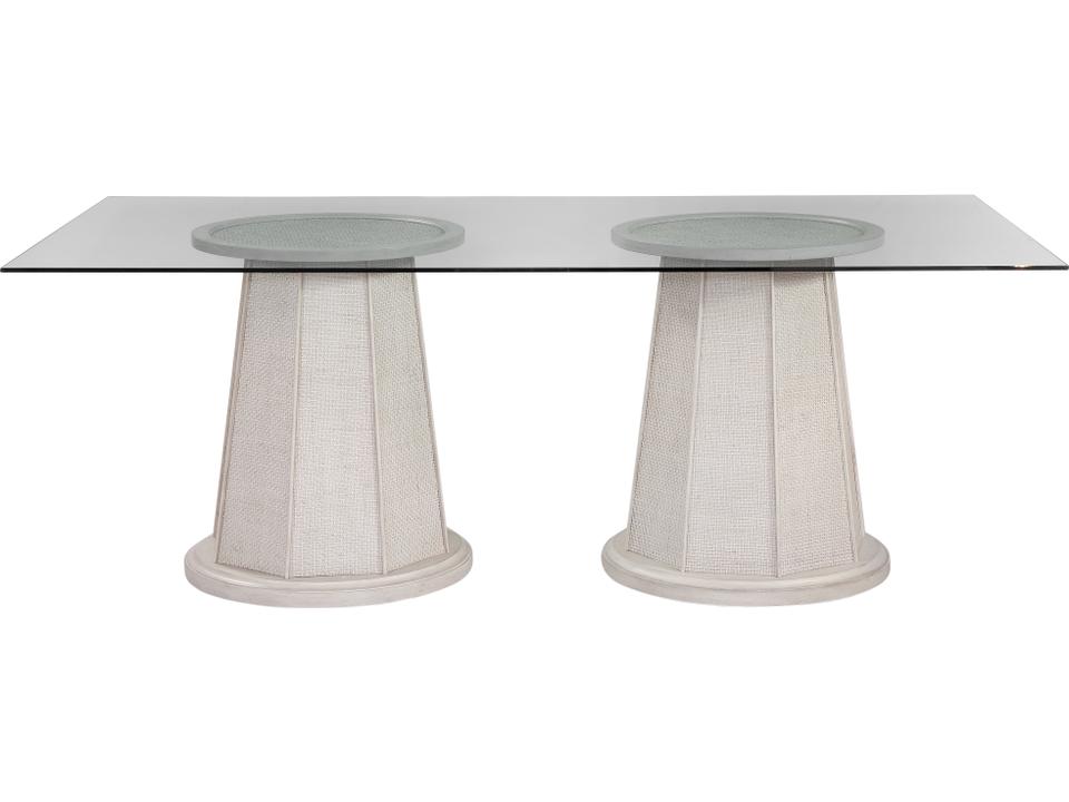 Korey Rectangle Dining Table with Glass Top White Wash Mindi