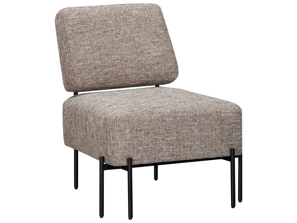 Pennington Modern Accent Chair in Black Iron with Walnut Fabric