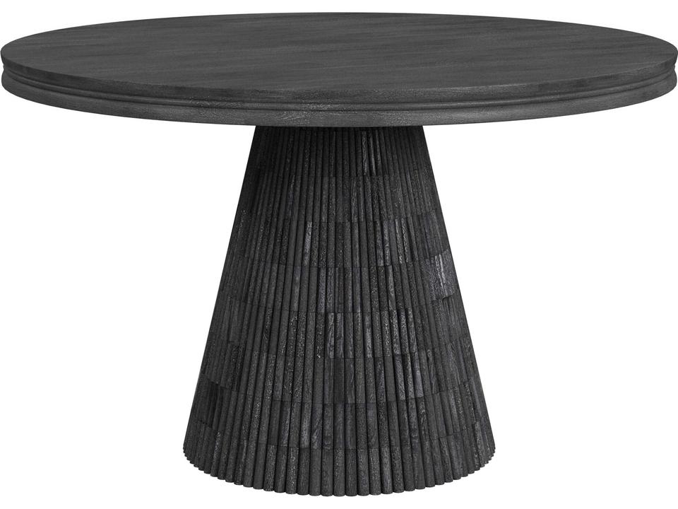 Gaines 48-Inch Round Dining Table in Sandblasted Charcoal Black Mango Wood