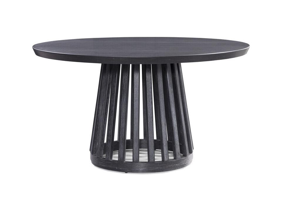 Mateo 54-Inch Round Dining Table in Cerused Black Oak Veneer