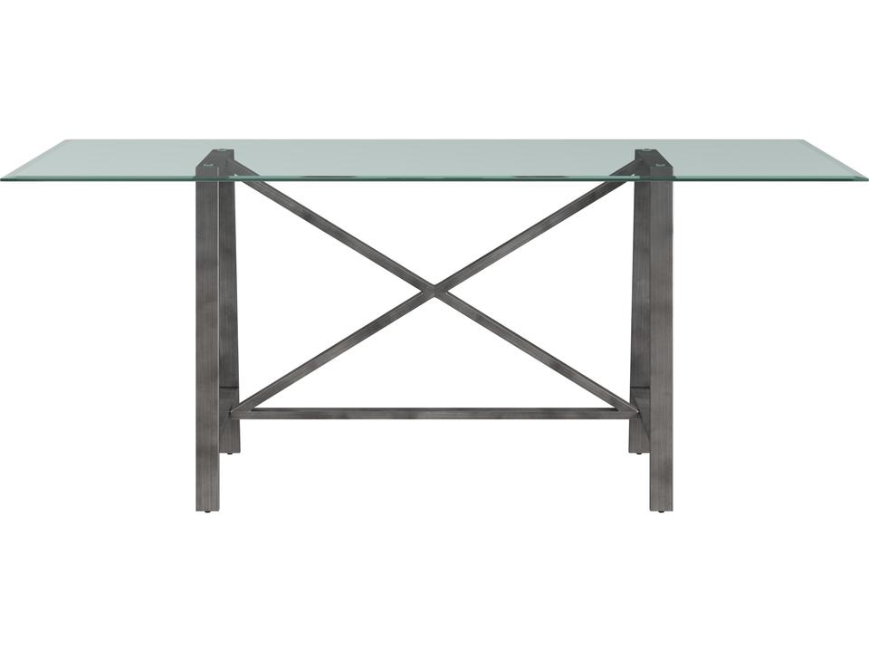 Ross 72-Inch Rectangle Dining Table in Gunmetal with Glass Top