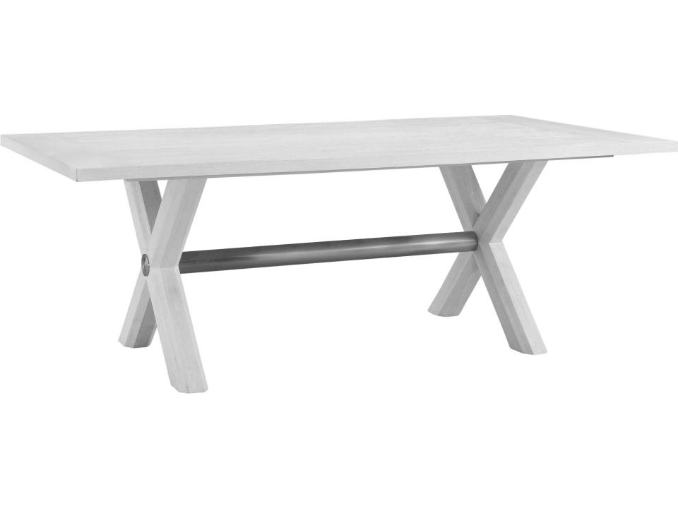 Nadine Rectangle Dining Table in Bright White Oak and Brushed Nickel
