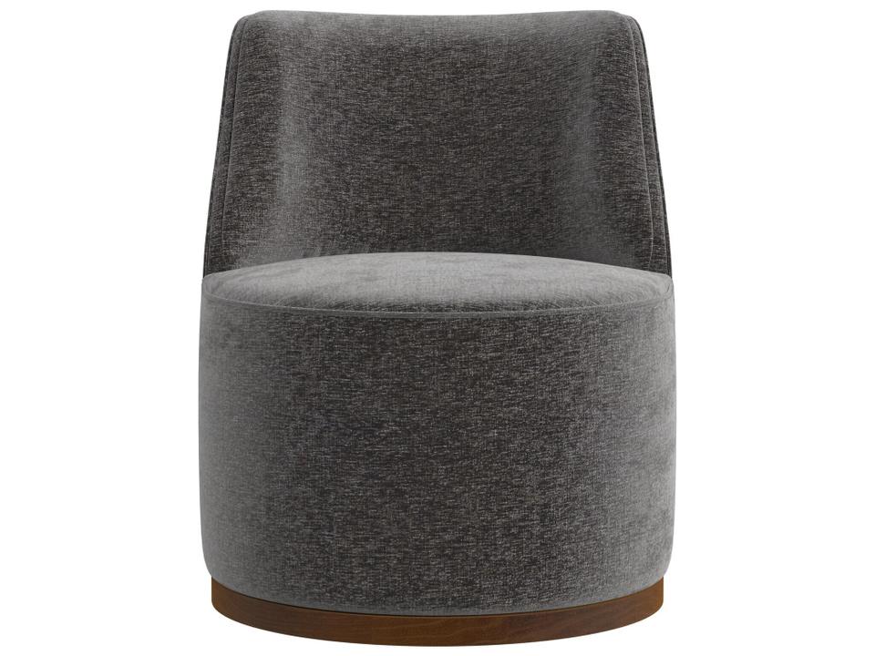 Burke Swivel Accent Chair in Charcoal Velvet with Rustic Wood Base