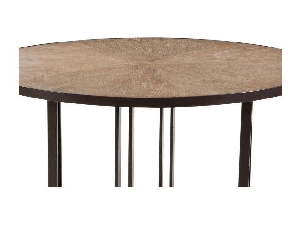 Trucco Round Dining Table with Poplar Wood Top and Bronze Base