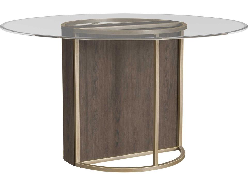 Stefan 54-Inch Round Dining Table in Chalk Gray and Champagne Metal
