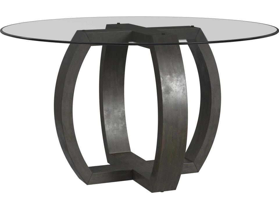 Kellan 48-Inch Round Dining Table with Glass Top and Charcoal Base