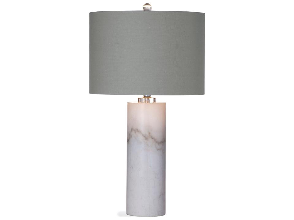 Raywick White Marble Table Lamp with Grey Linen Shade