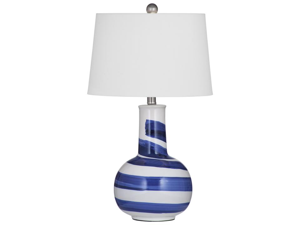 Sandals Blue White Cream Ceramic Table Lamp with Linen Shade