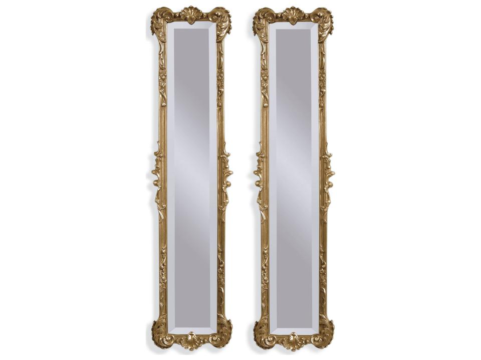 Old World Helena 2-Panel Rectangular Wall Mirror Gold Leaf Finish