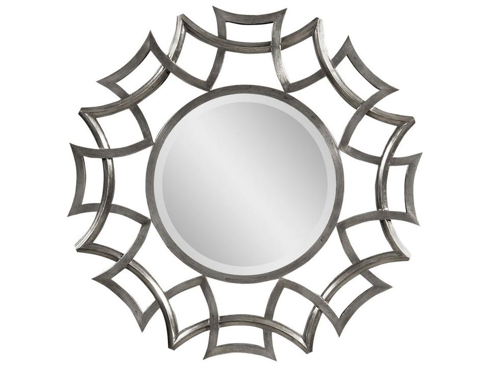 Orlando Round Wall Mirror with Aged Silver Finish and Beveled Glass