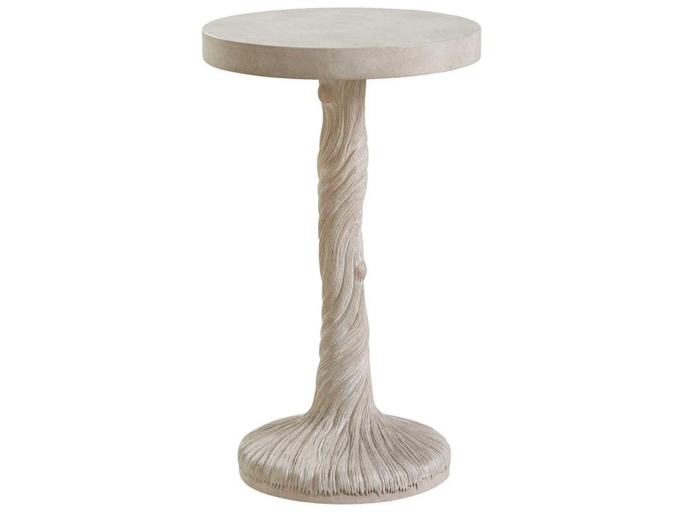Malibu Saddle Peak Round Concrete End Table in Natural
