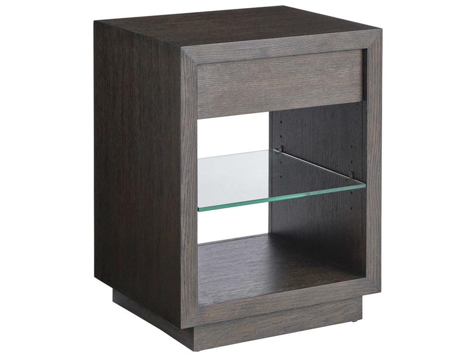 Park City City Creek Nightstand in Dark Mocha with Glass Shelf