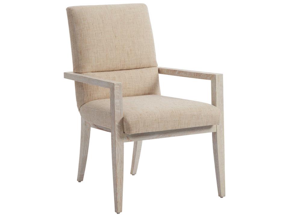 Carmel Palmero Upholstered Arm Dining Chair in Winter Wheat Fabric