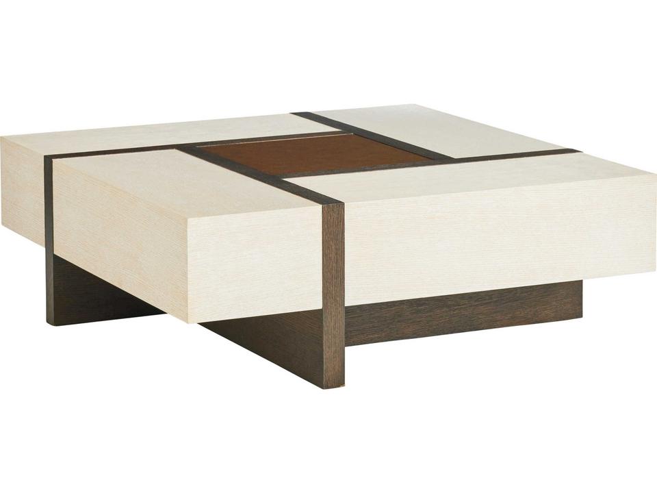 Links Square Wood Coffee Table in Monterey Winter White and Canyon Mocha