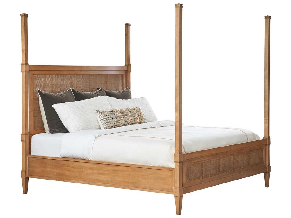 Laguna Strand Queen Poster Bed with Cane Panels and Removable Canopy