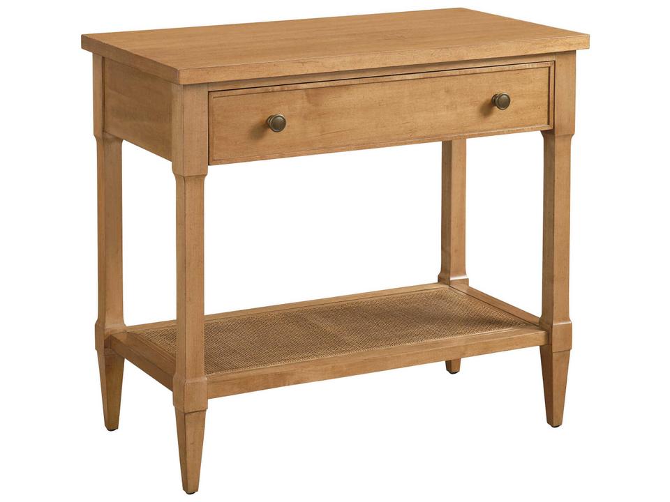 Laguna Aster Open Nightstand with Soft-Close Drawer and Cane Shelf