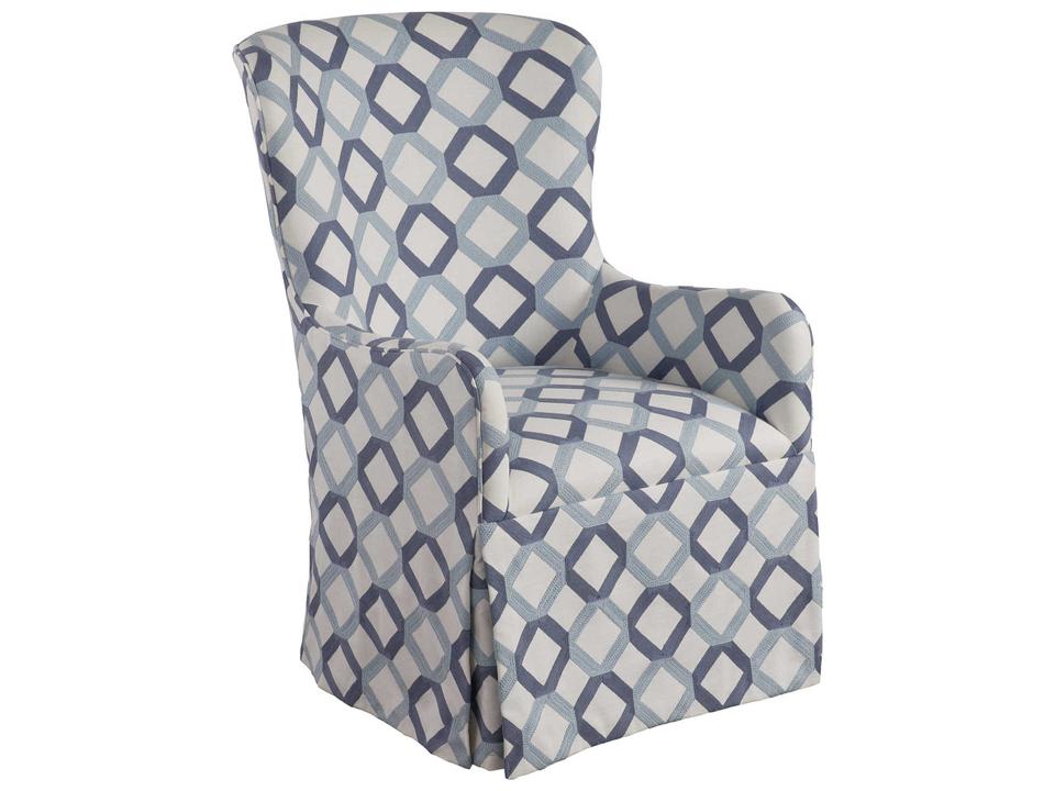 Laguna Aliso Blue Upholstered Arm Dining Chair with Casters