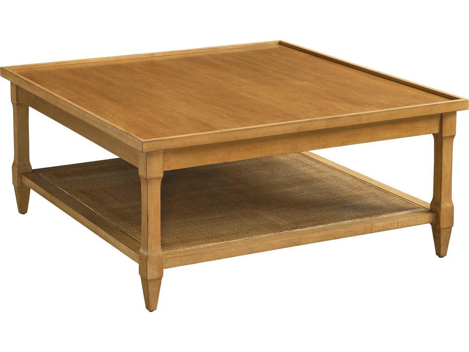 Laguna Temple Square Wood Coffee Table in Table Rock and Linen White