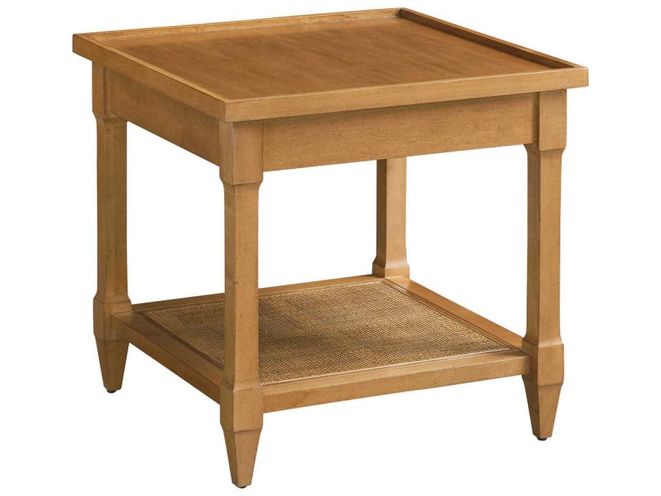 Laguna Temple Square Wood End Table in Table Rock Finish