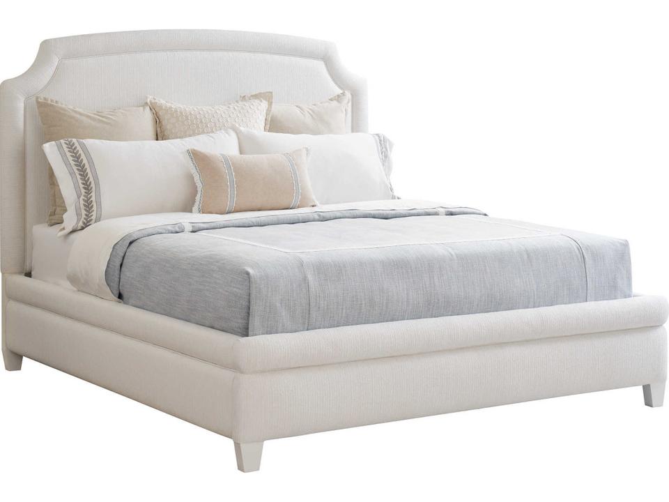 Laguna Avalon King Upholstered Panel Bed in Pearl White