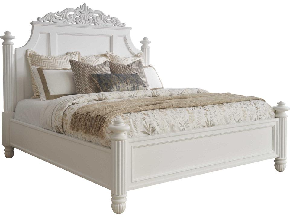 Villa Blanca Santorini King Panel Bed in Polo Mallet White Wood
