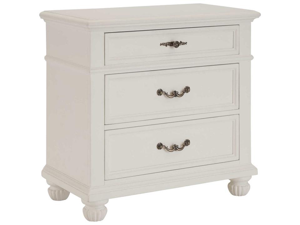 Villa Blanca Caruso 3-Drawer Nightstand in Polo Mallet White