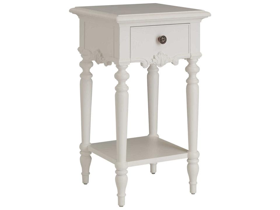 Villa Blanca Genoa 1-Drawer Nightstand in Polo Mallet White