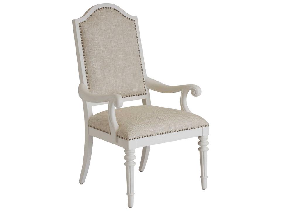 Villa Blanca Corsica Upholstered Dining Armchair with Pewter Nailhead Trim