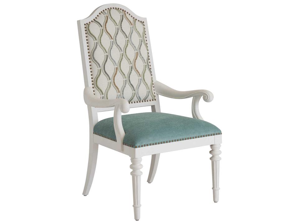 Villa Blanca Upholstered Corsica Arm Dining Chair in Blue