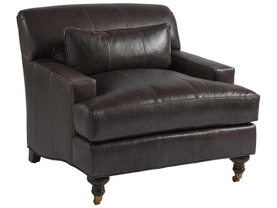 Oxford Upholstered Brown Leather Accent Chair