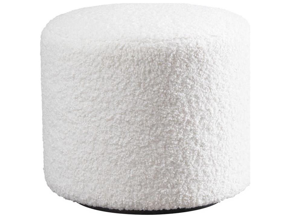 Three Arch Swivel Upholstered Ottoman in White Fabric