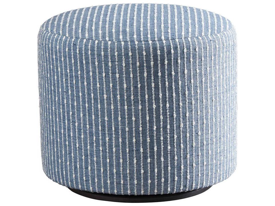 Three Arch Swivel Ottoman in Blue Upholstery