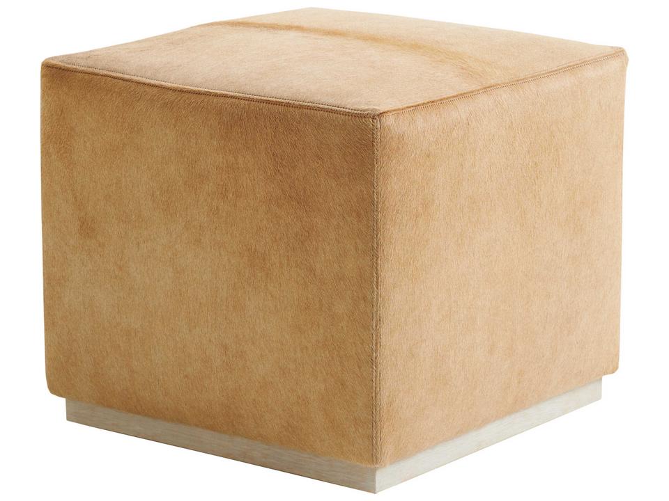 Colby Square Leather Ottoman in Portola Finish with Hair On Hide