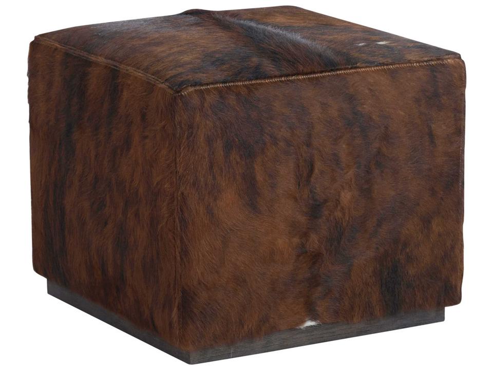 Colby Hair-on-Hide Leather Ottoman in Arrowleaf