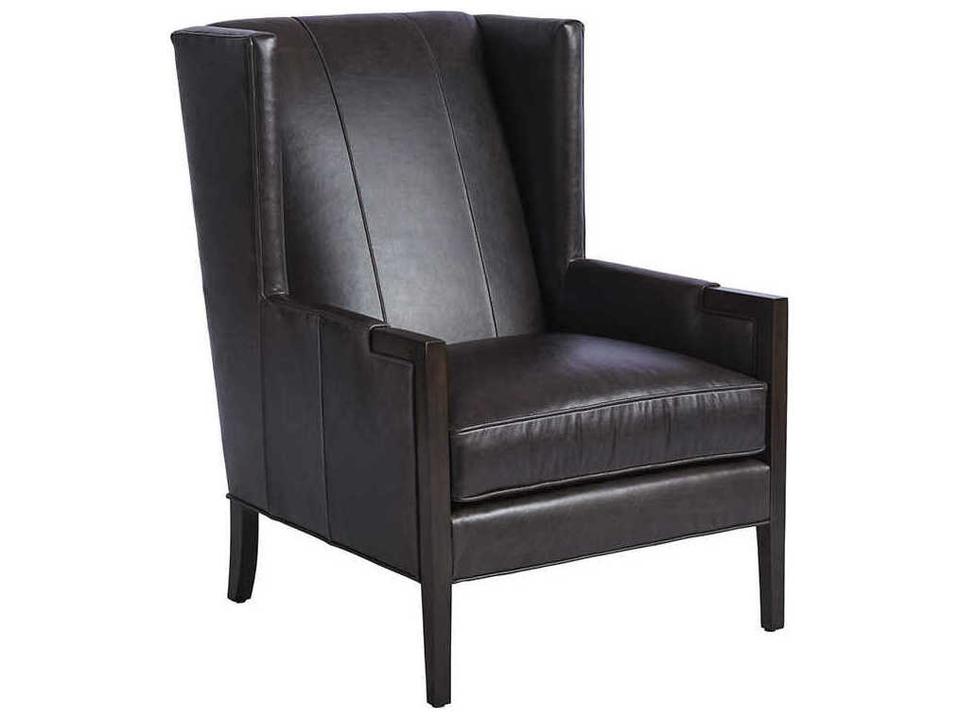 Stratton Leather Wing Accent Chair with Ultra Down Seat Cushion