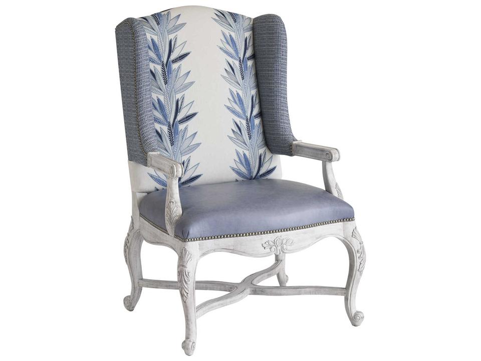 Patras Leather Wing Accent Chair with Pewter Nailhead Trim