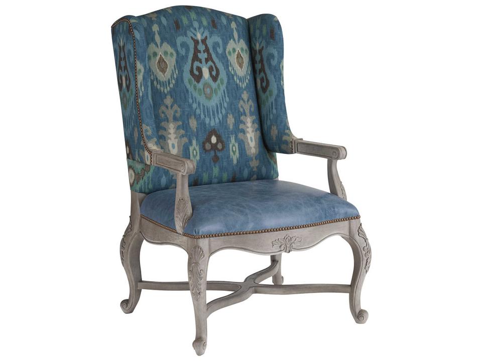 Patras Leather Wing Accent Chair with Nailhead Trim
