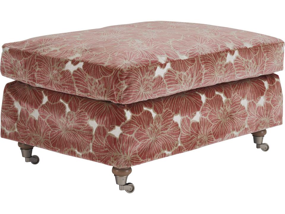Athos Upholstered Ottoman with Pewter Casters