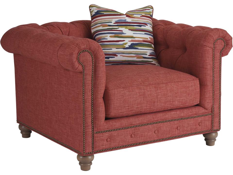 Carmen Upholstered Accent Chair with Tufted Back and Nailhead Trim