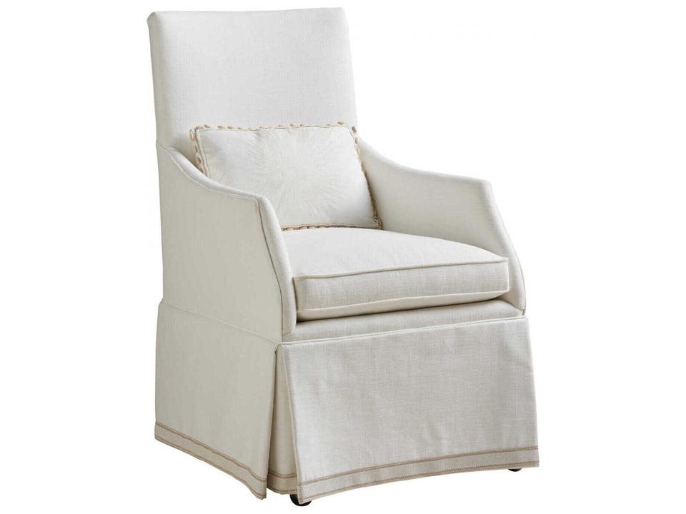Adelaide Upholstered Dining Armchair with Waterfall Skirt and Kidney Pillow