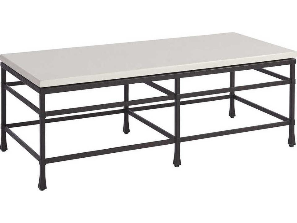 Newport Rectangle Coffee Table Metal and Stone in Sandstone