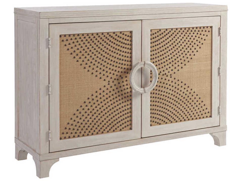 Newport Lido Isle Nailhead Raffia Accent Chest in Sailcloth