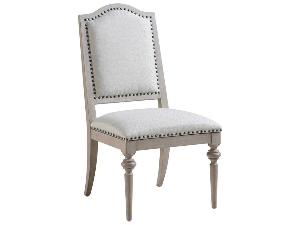 Aidan Upholstered Dining Side Chair in Taupe Finish and Ivory Linen