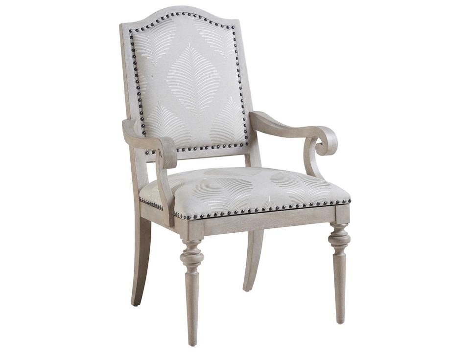Aidan Upholstered Dining Armchair with Smoked Nickel Nailhead Trim