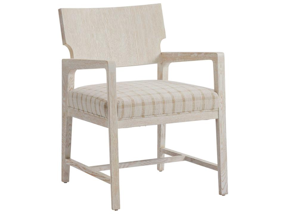 Carmel Ridgewood Upholstered Arm Dining Chair in Winter White