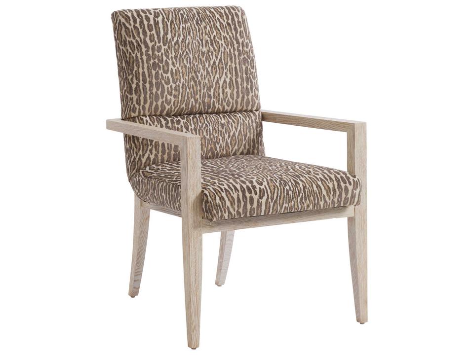 Carmel Palmero Upholstered Dining Armchair Winter Wheat Fabric Winter White Wood