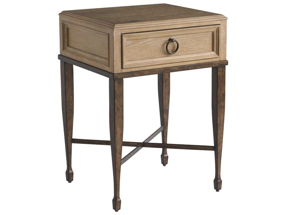 Montecito Milano 1-Drawer Nightstand in Brown with Metal Legs
