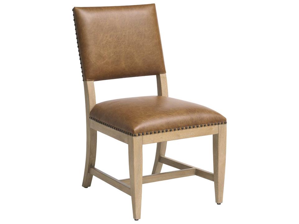 Montecito Colburn Leather Upholstered Side Chair in Saddleback Brown